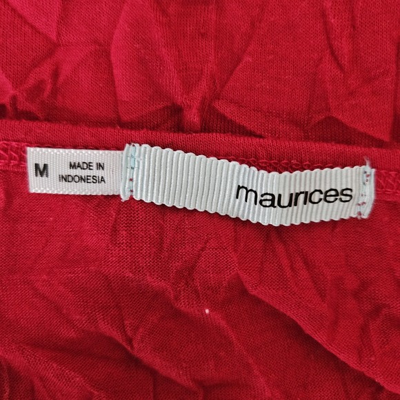 Maurices Womens Burgundy Red Lace Trim Crinkle Camisole Top Size M K0615 - Picture 6 of 8